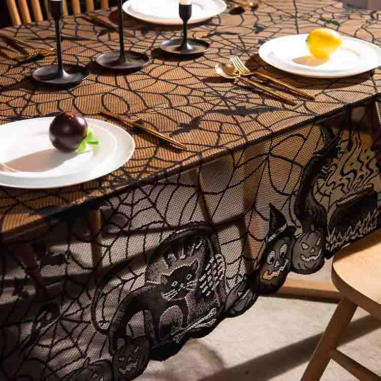 Pumpkin Kitty and Bat tablecloth