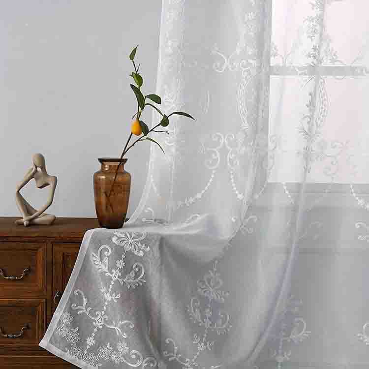 embroidered floral curtains bc-001